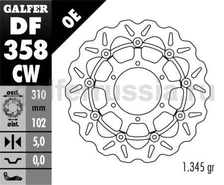 Диск тормозной передний GALFER DF358 CW