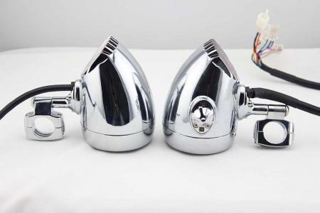МОТОАКУСТИКА ERGO ER500M (ВСТРОЕННЫЙ УСИЛИТЕЛЬ, 3” HI-FI ДИНАМИКИ 2 ШТ. 2Х80 ВТ.) ХРОМ/ЧЕРНЫЙ
