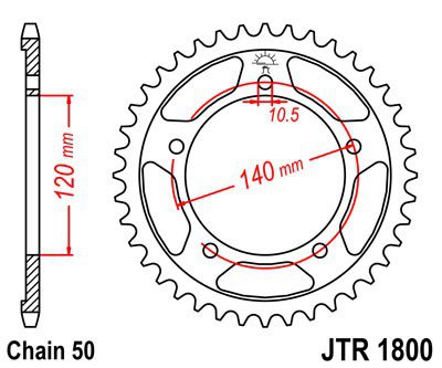 Звезда задняя JT Sprockets JTR 1800.42