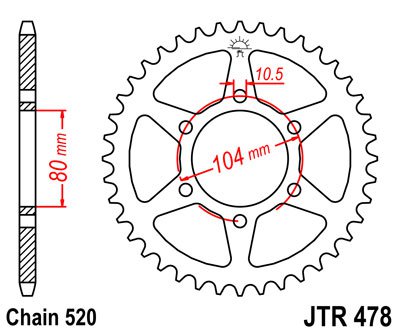 Звезда задняя JT Sprockets JTR 478.43
