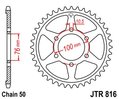 Звезда задняя JT Sprockets JTR 816.52