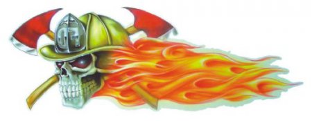 Наклейка на бак LETHAL THREAT Flaming Skull with Axe
