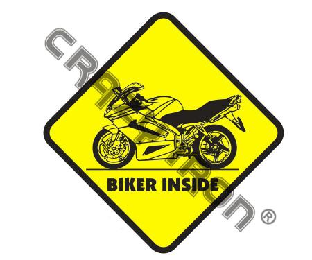 Наклейка на авто BIKER INSIDE Sport, желтая