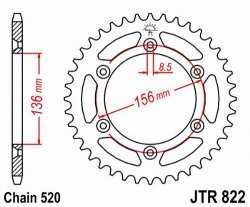 Звезда задняя JT Sprockets JTR 822.43